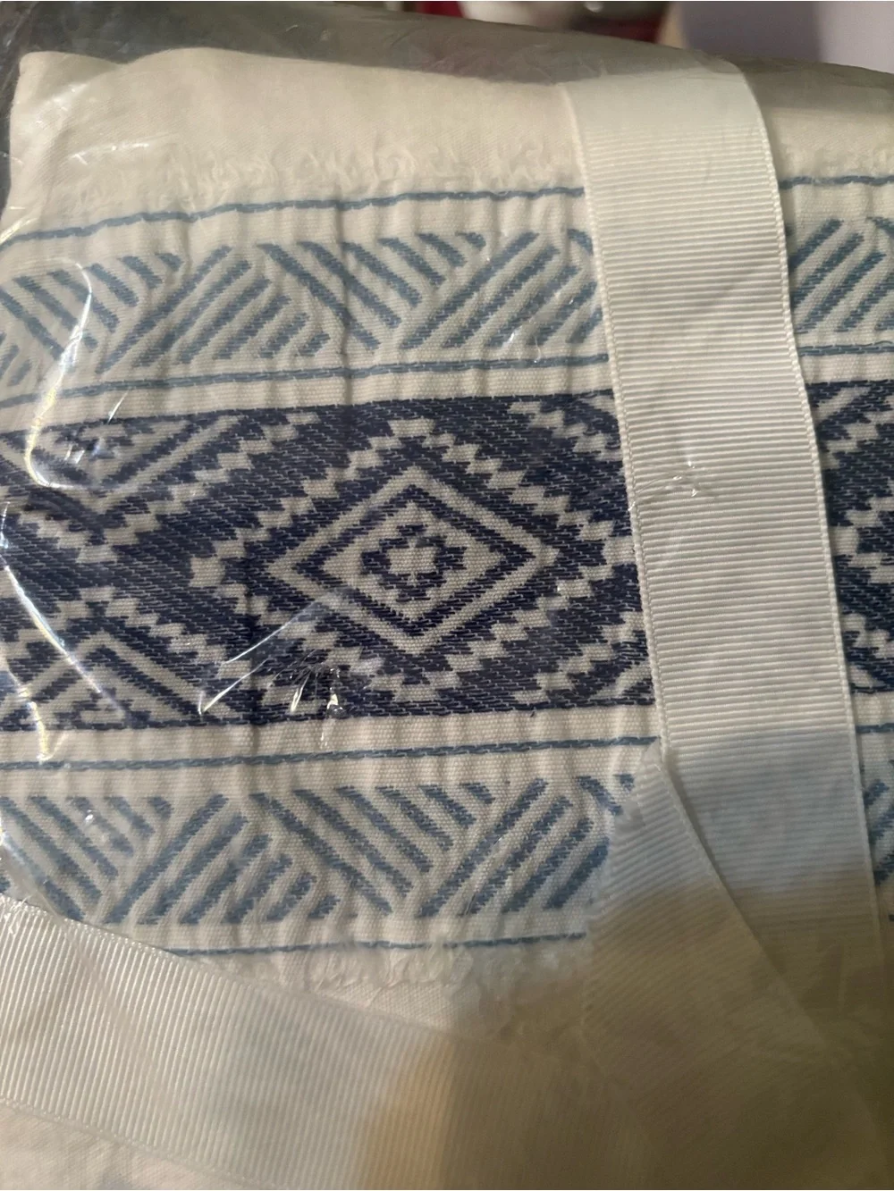 Levtex Blue and Cream Striped Comforter Set